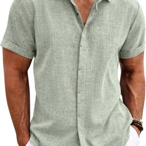 Men's Linen Shirt - Short Sleeves